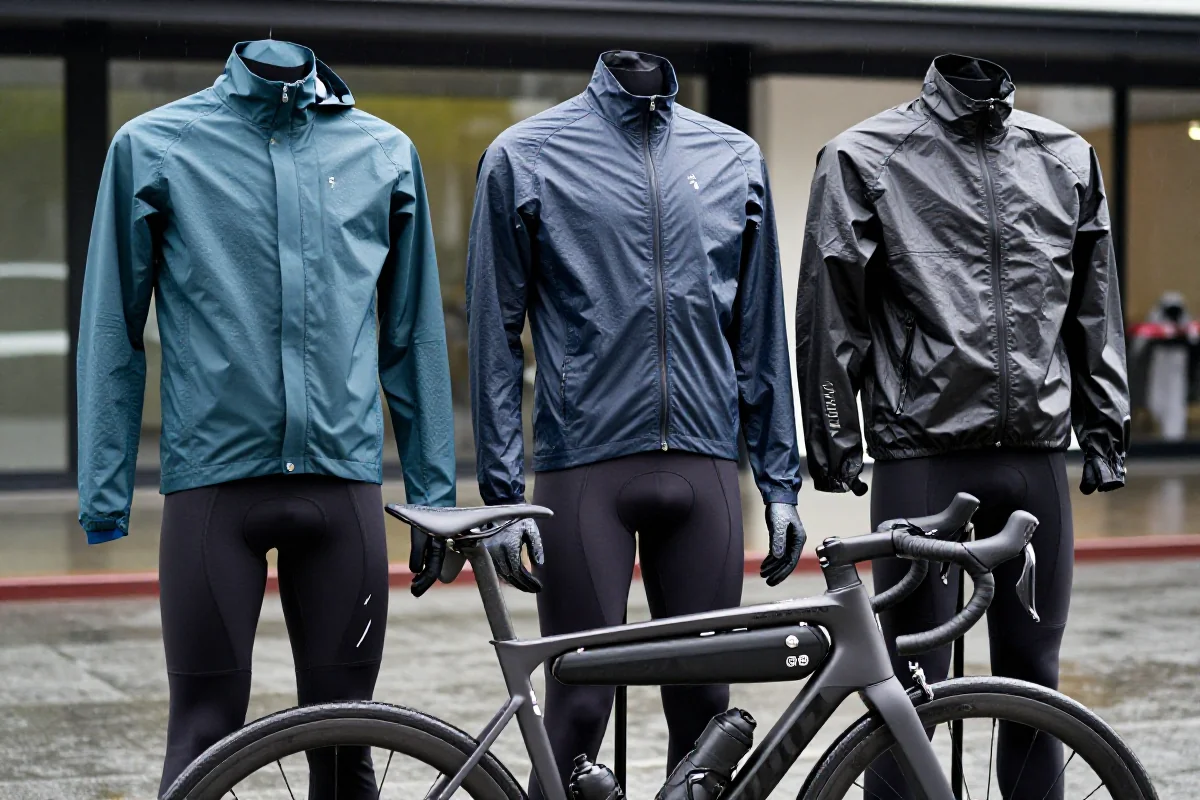 Wybór odzieży przeciwdeszczowej dla rowerzystów w deszczu w mieście.