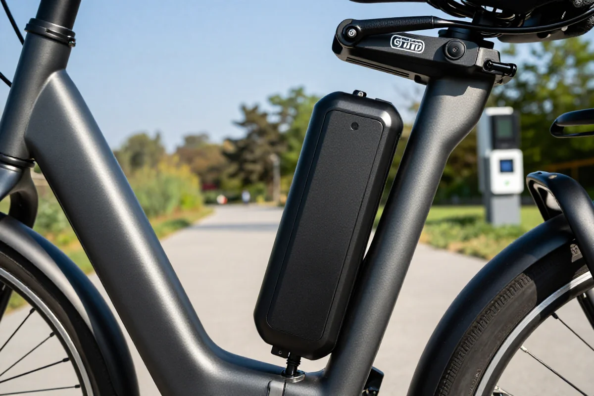 Szczegóły akumulatora roweru elektrycznego i punktu ładowania