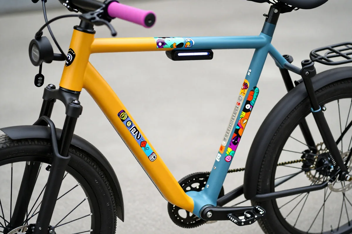 Personalizacja roweru elektrycznego z unikalnym lakierem i kolorowymi akcesoriami.