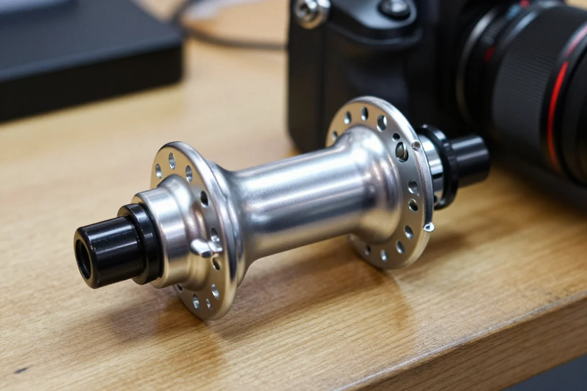 Szczegółowe zdjęcie piasty szosowej z łożyskami i mechanizmem wolnobiegu