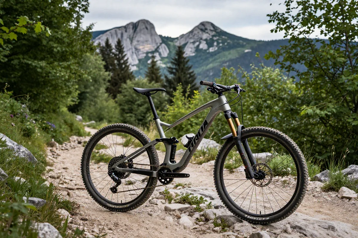 Rower górski na szlaku w Pieninach, otoczony piękną przyrodą.