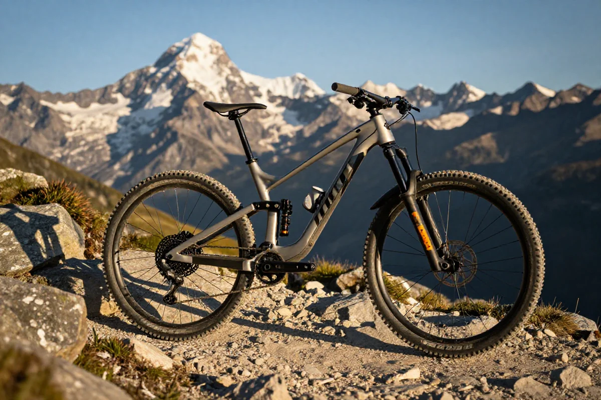 Rower górski na alpejskim szlaku, idealny do MTB w Alpach.