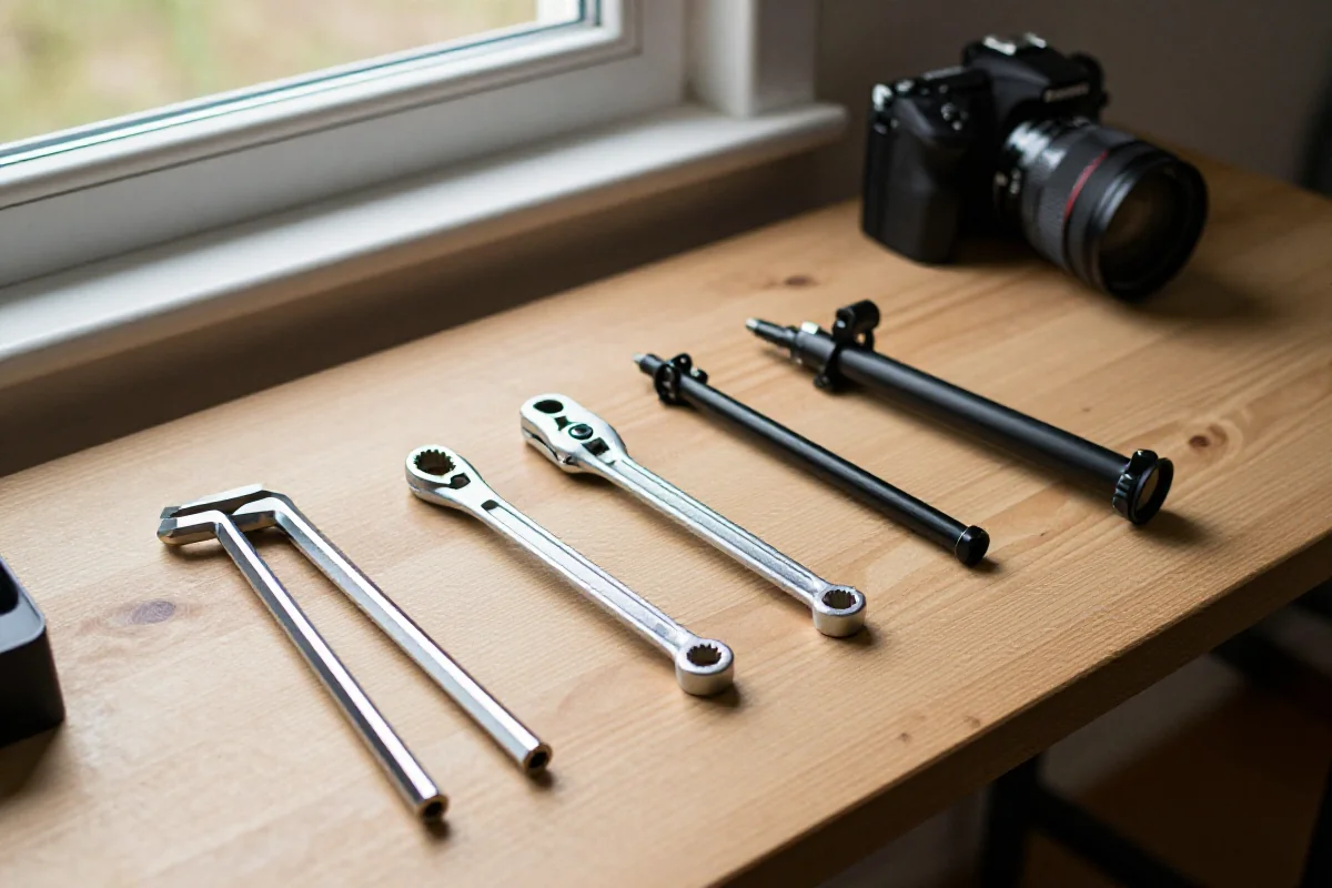 Podstawowy zestaw narzędzi do serwisu MTB na warsztatowym blacie