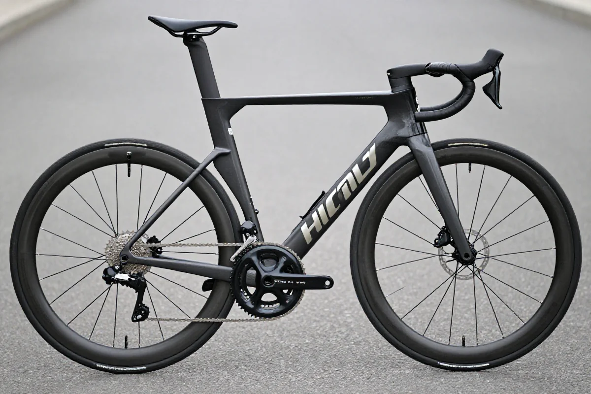 Szczegółowy widok nowoczesnego roweru wyścigowego z aerodynamiczną ramą