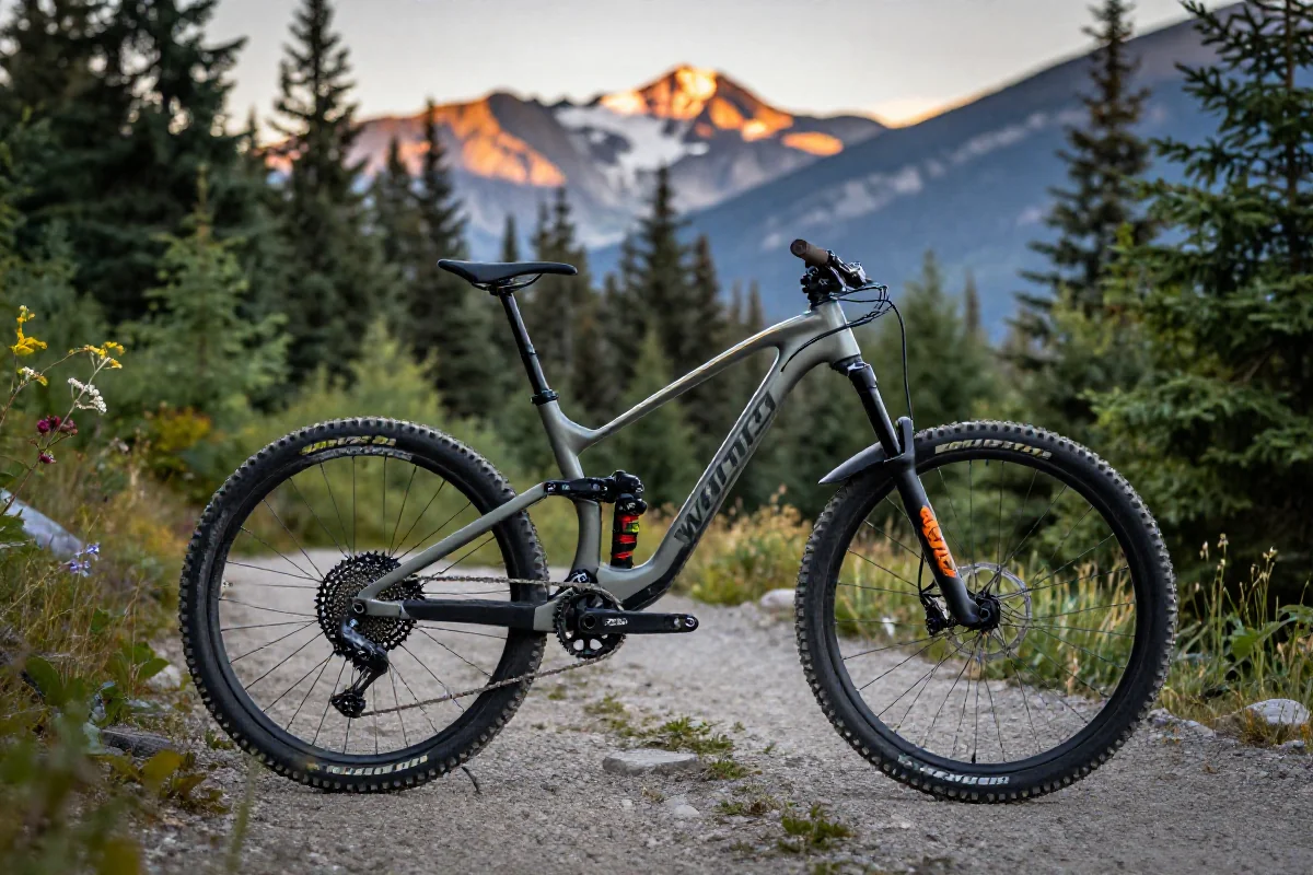 Rower górski na malowniczym szlaku w Whistler, Kolumbia Brytyjska.