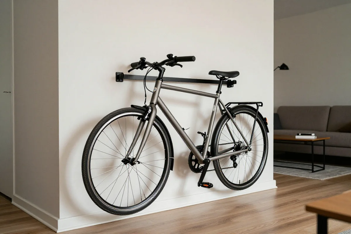 Przechowywanie roweru w małym mieszkaniu, wieszak na rower ścienny.
