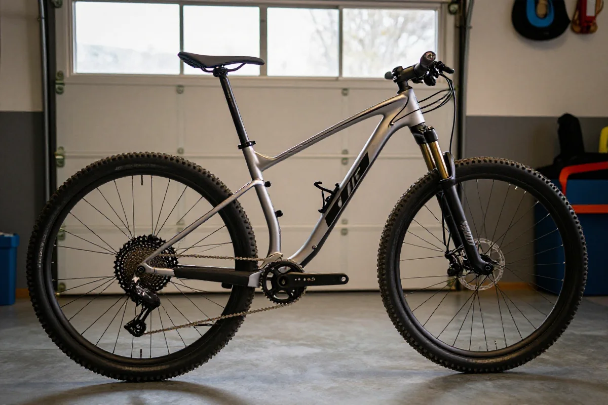 Przechowywanie roweru górskiego w czystym, zorganizowanym garażu