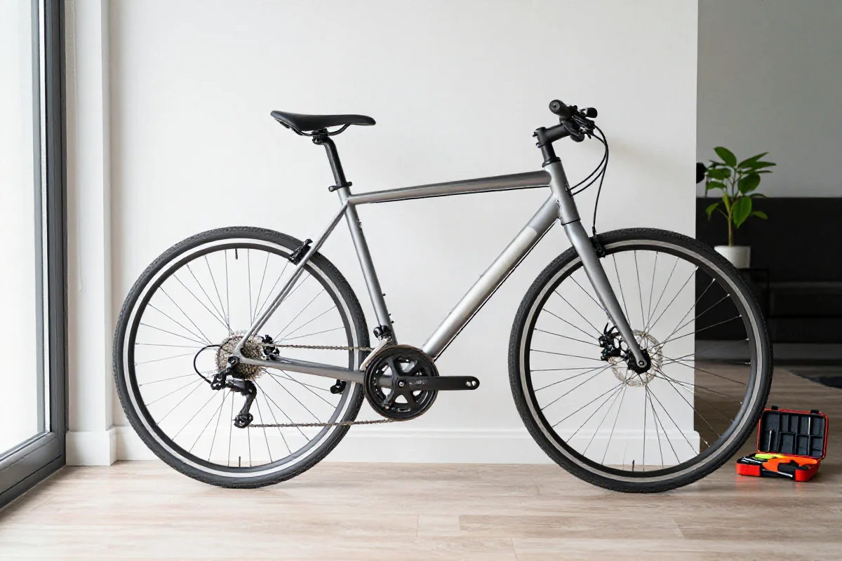 Rower miejski w nowoczesnym mieszkaniu, idealne miejsce do przechowywania.