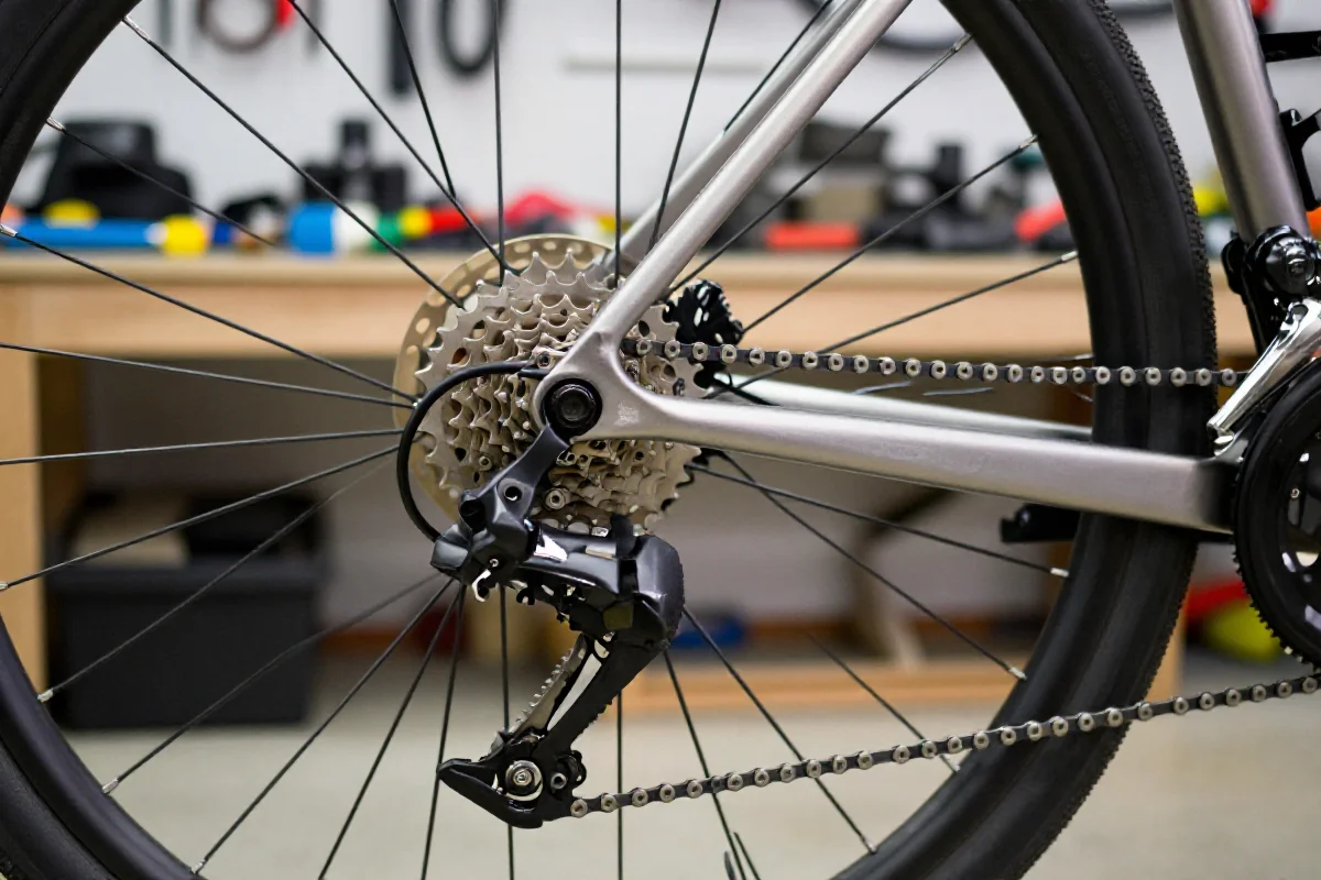 Szczegóły układu napędowego roweru elektrycznego po 500 km eksploatacji.