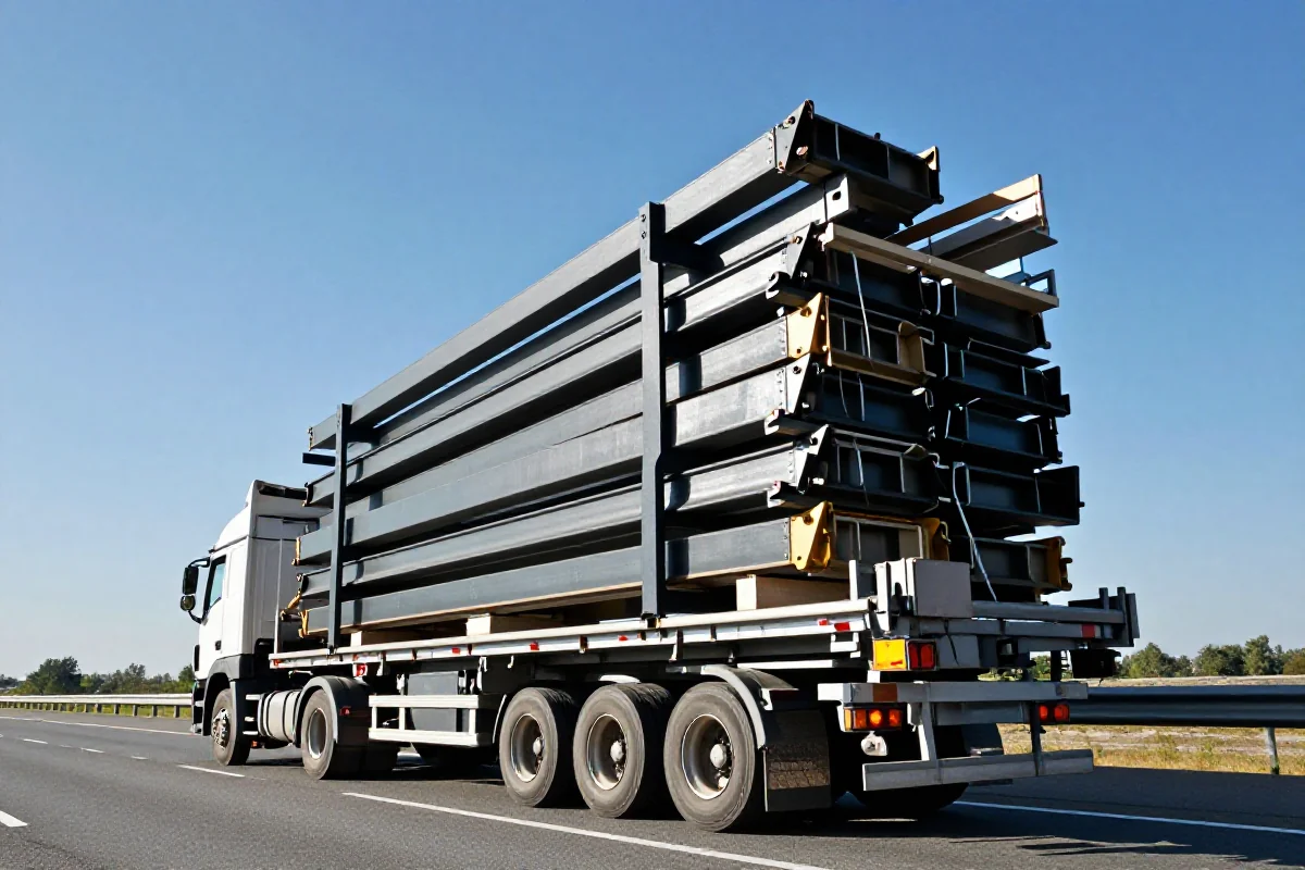 Przewożenie wysokiego ładunku na ciężarówce z technikami stabilizacji.