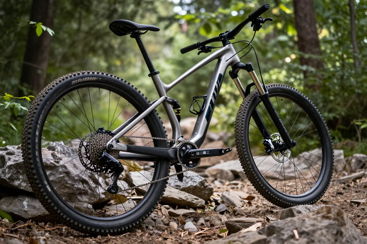 Rower górski na szlaku, idealny do wypraw MTB w naturze.