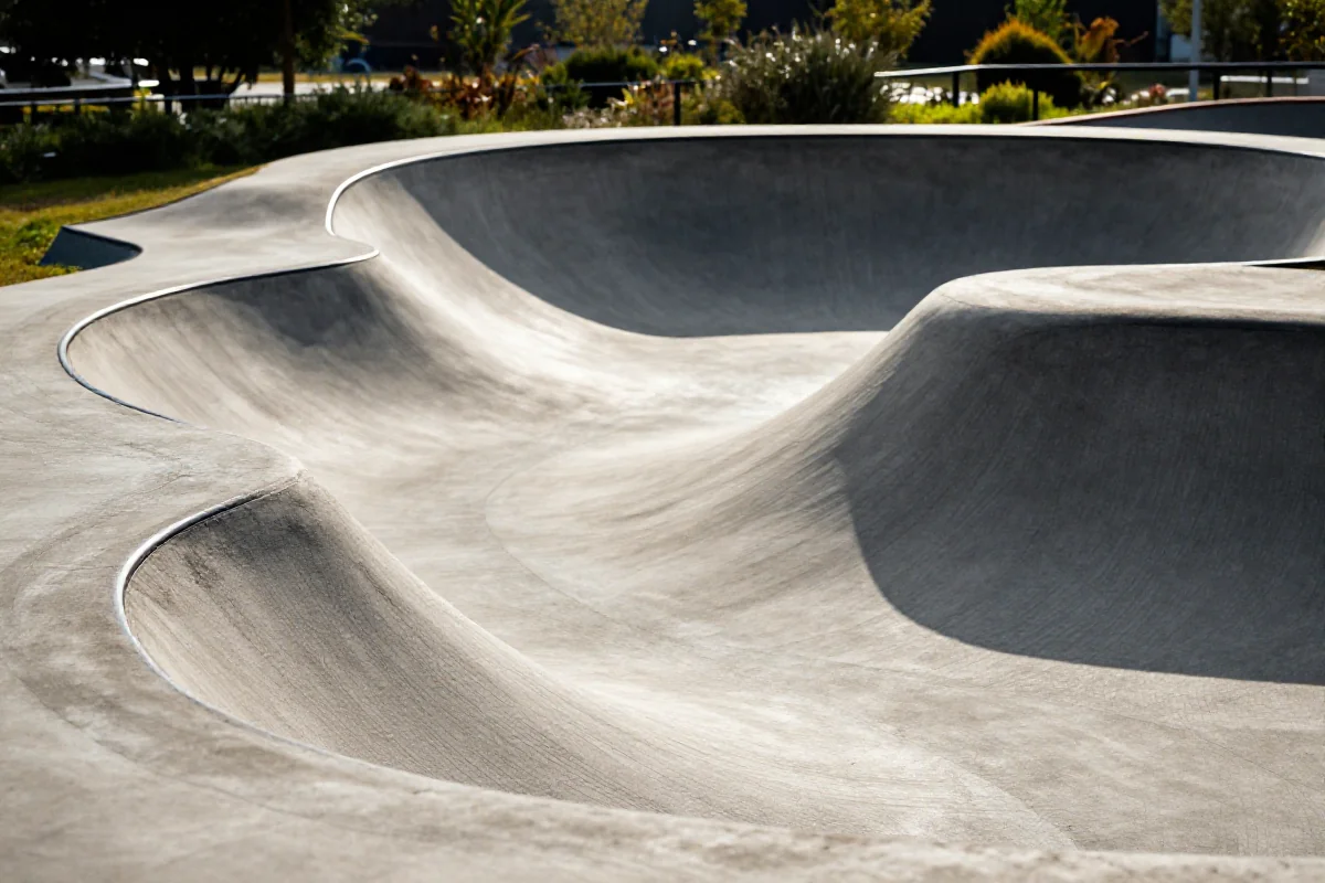 Widok na pump track w Polsce, idealny do treningu rowerowego.