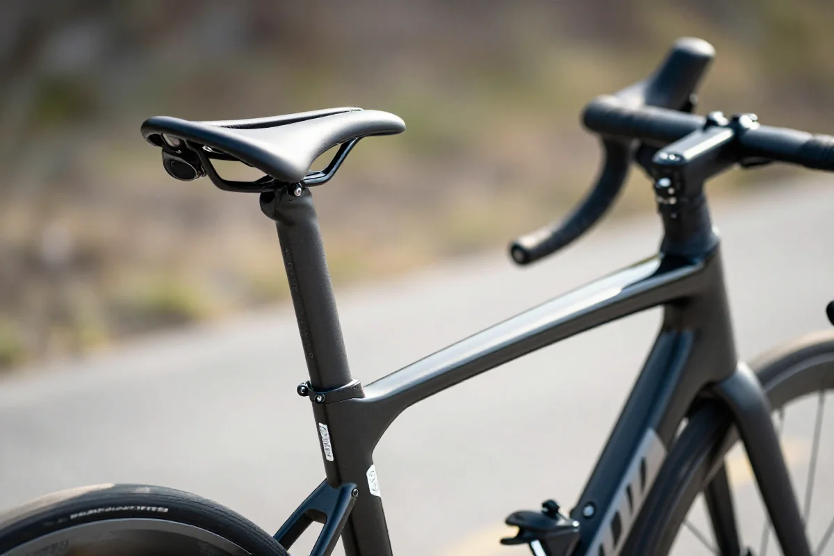 Saddle i kierownica roweru szosowego, ustawienia ergonomiczne na rowerze.