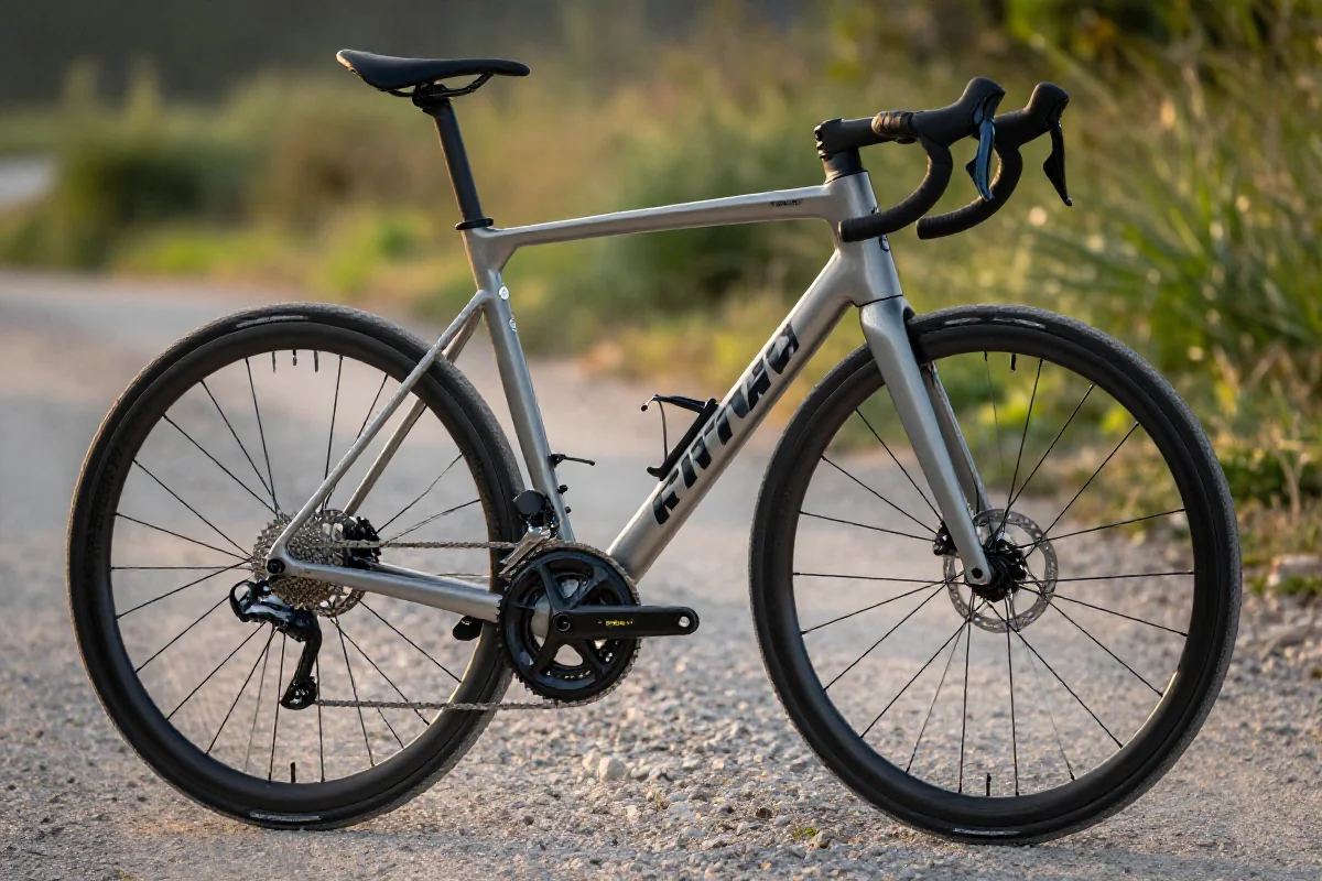 Rower szosowy na ścieżce, idealny dla początkujących kolarzy.