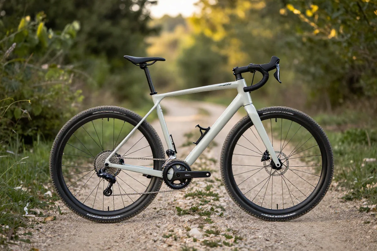 Rower gravelowy na leśnej ścieżce, idealny do bikepackingu