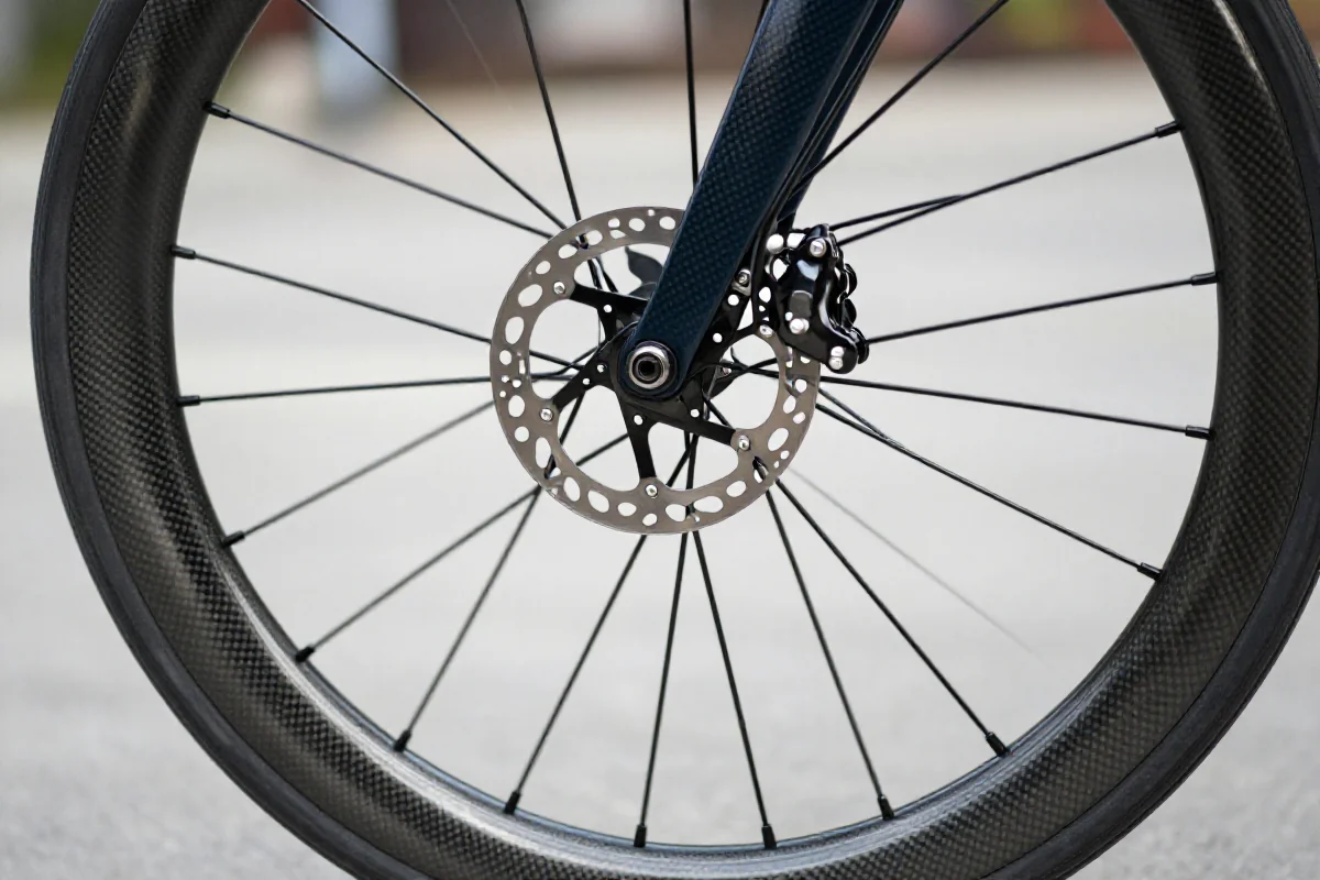Karbonowe obręcze rowerowe z hamulcami szczękowymi, detale technologii hamowania.
