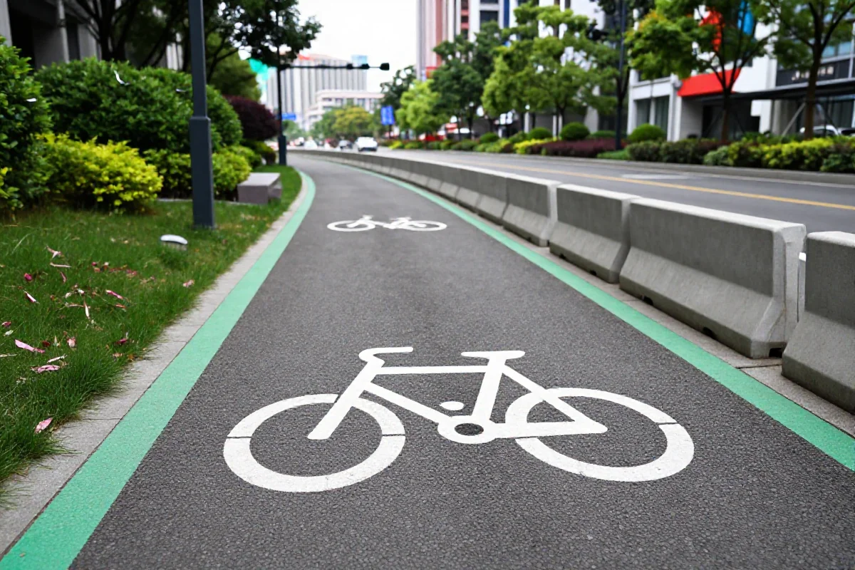 Infrastruktura rowerowa w mieście z wydzieloną ścieżką rowerową