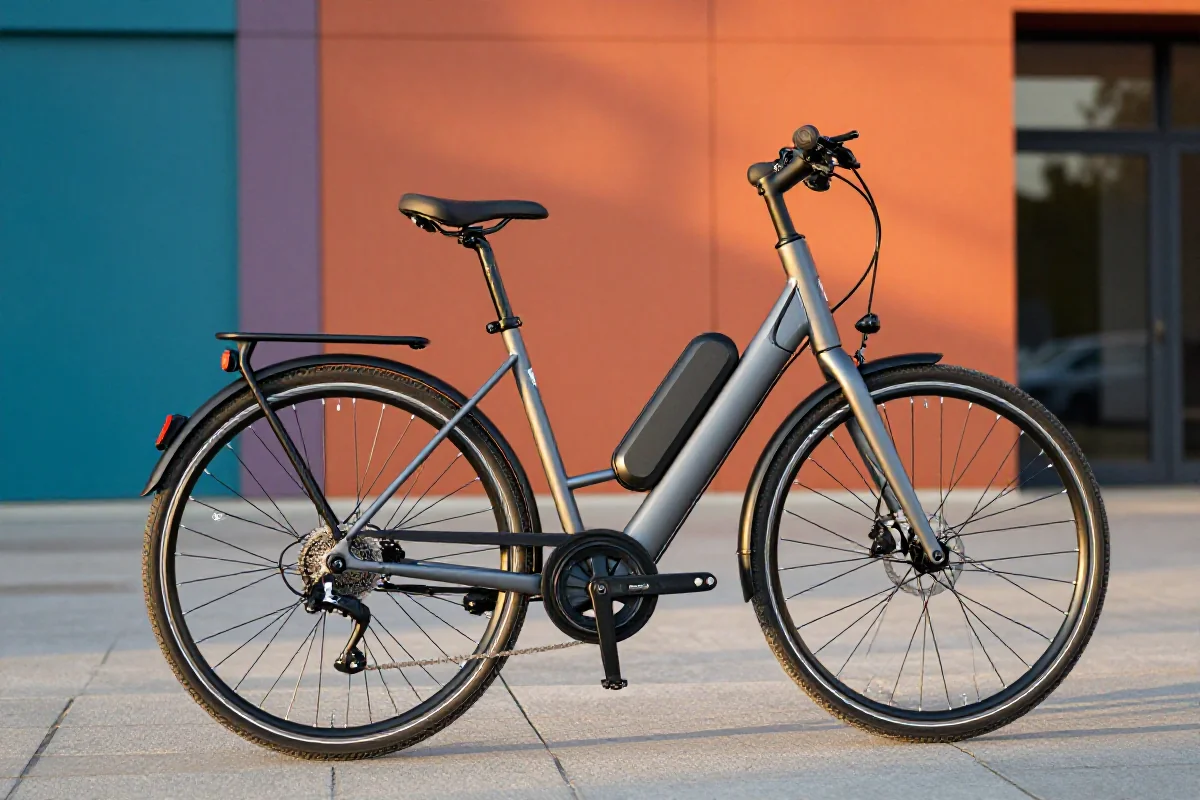 Nowoczesny rower elektryczny typu pedelec w miejskim otoczeniu.