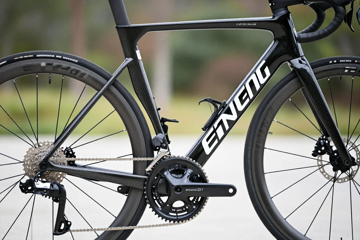 Szczegółowy widok na ramę roweru szosowego bez faktury.