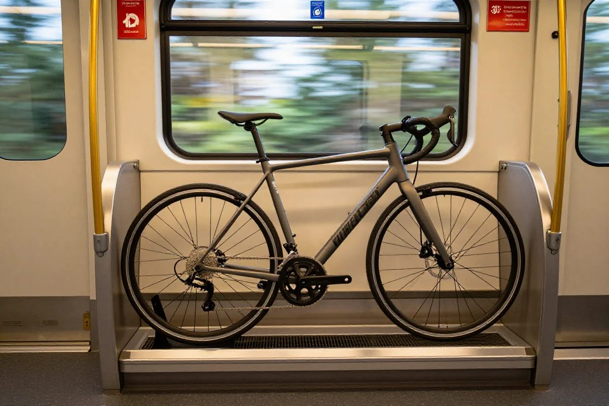 Rower miejski w strefie rowerowej w pociągu publicznym