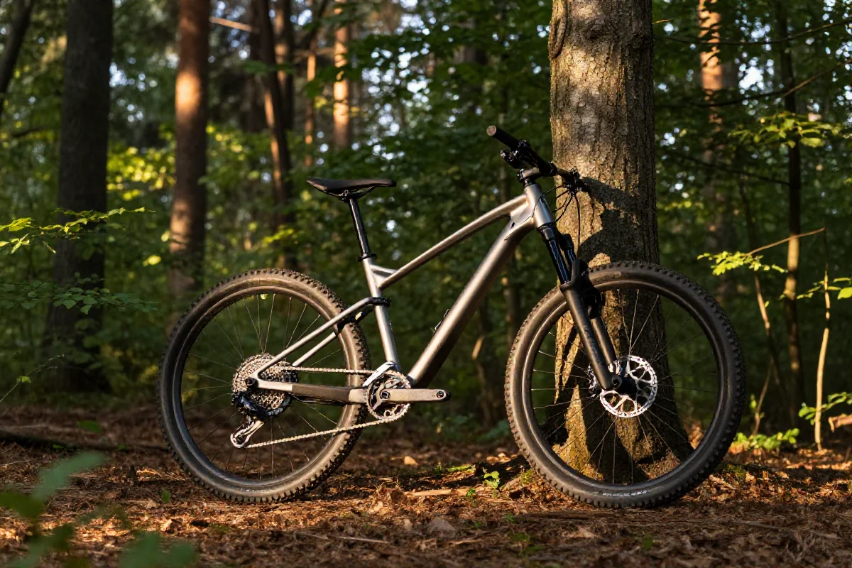 Rower górski w lesie Roztocza, idealny do jazdy MTB.