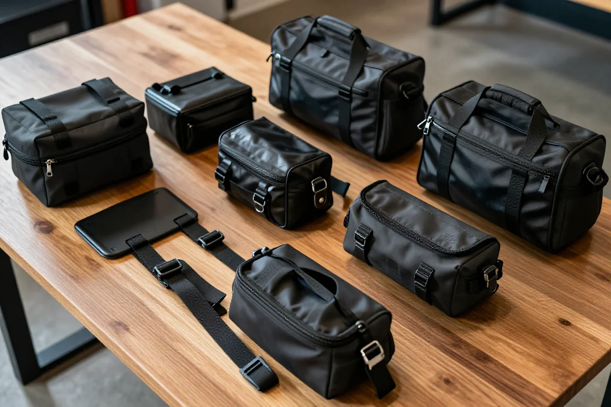 Różne torby podsiodłowe i torby na kierownicę do bikepackingu