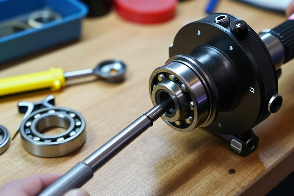 Serwis łożysk piast rowerowych w warsztacie, czyszczenie i smarowanie.