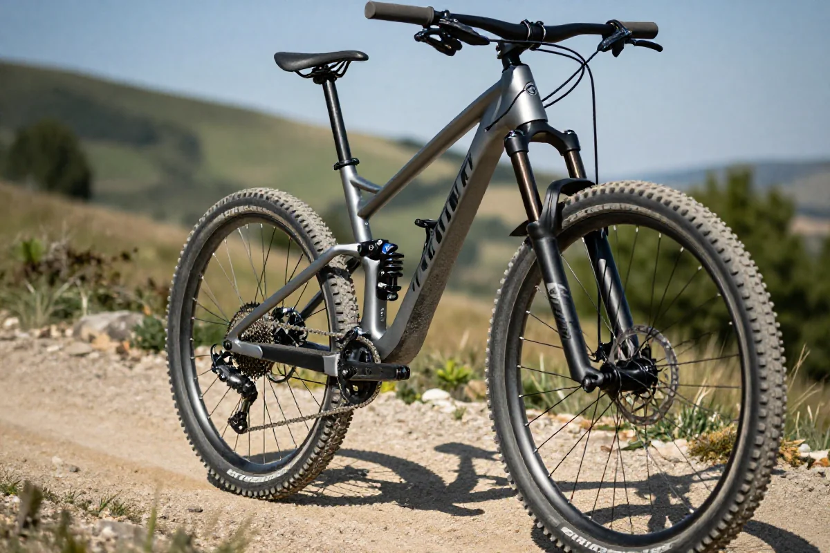 Rower górski na szlaku, idealny do jazdy MTB w sezonie.