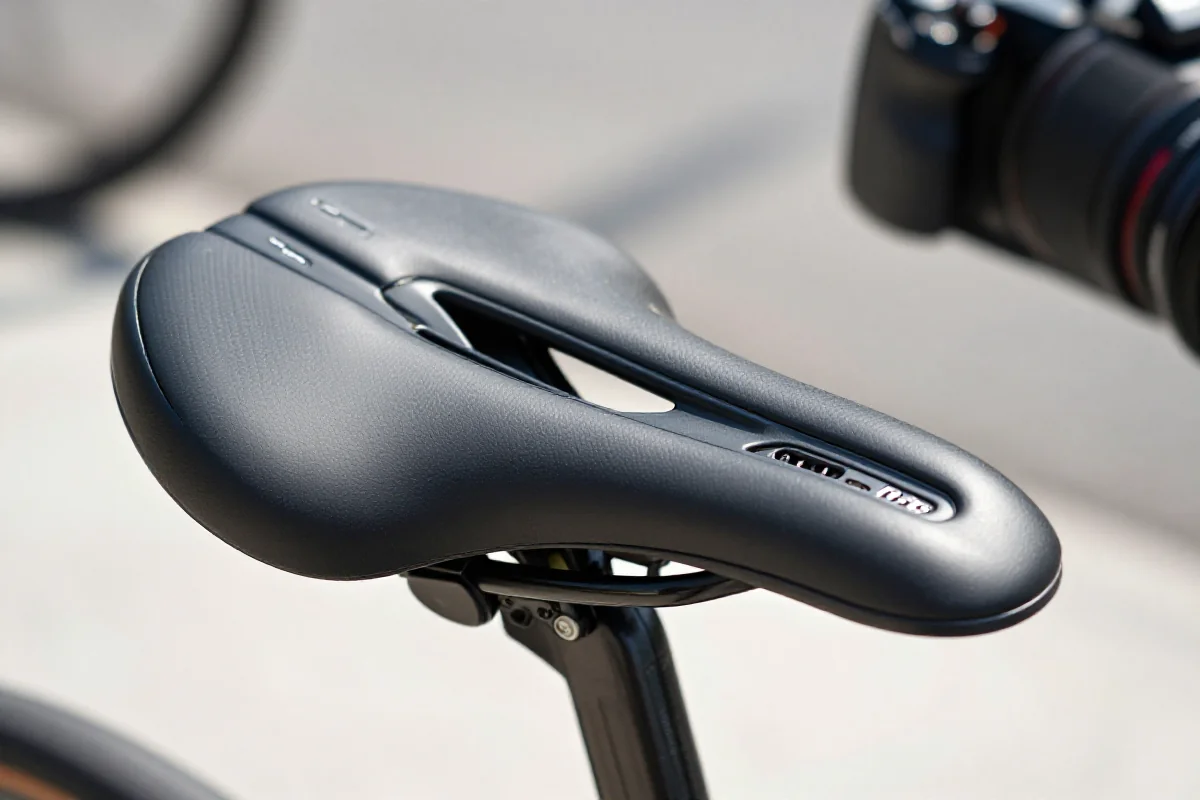 Szerokie siodełko damskie rowerowe z ergonomicznym wycięciem.