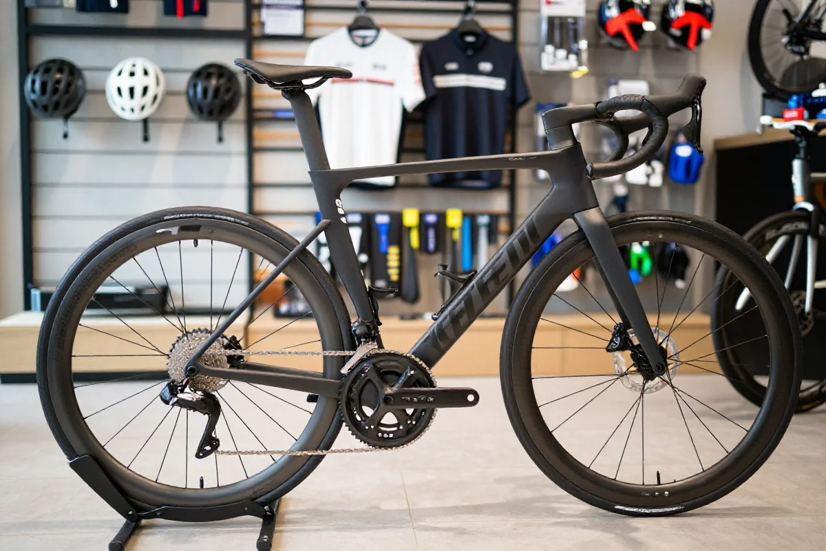 Rower szosowy w sklepie, idealny do zakupu online lub stacjonarnego