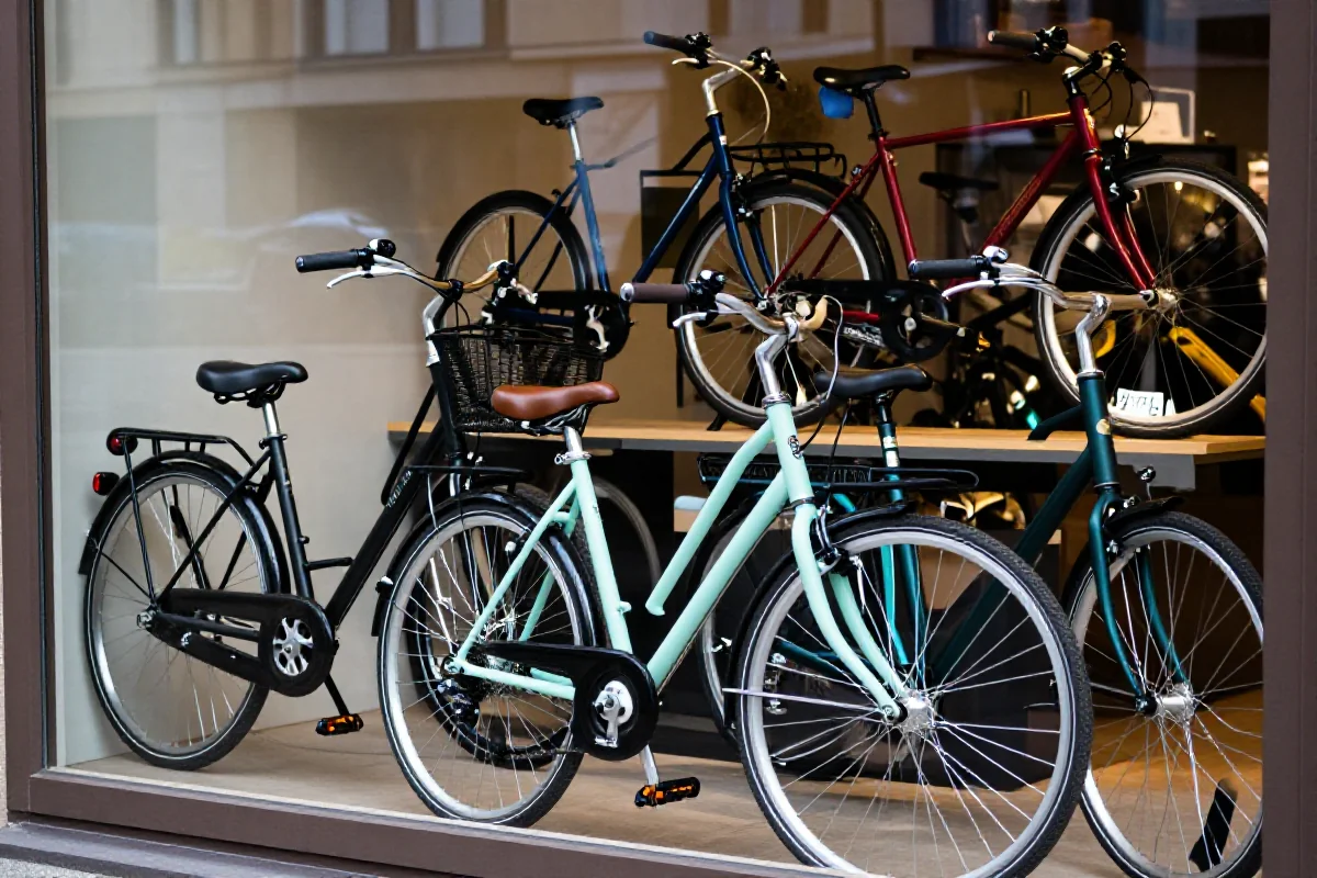 Różnorodne rowery miejskie w sklepie we Wrocławiu, porównanie ofert.