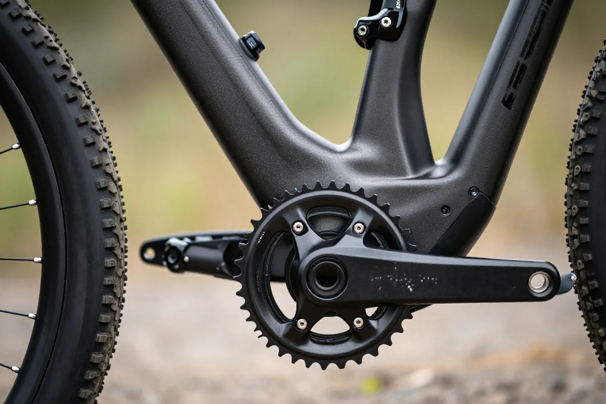 Skrzypienia z ramy roweru górskiego - szczegóły układu suportu.