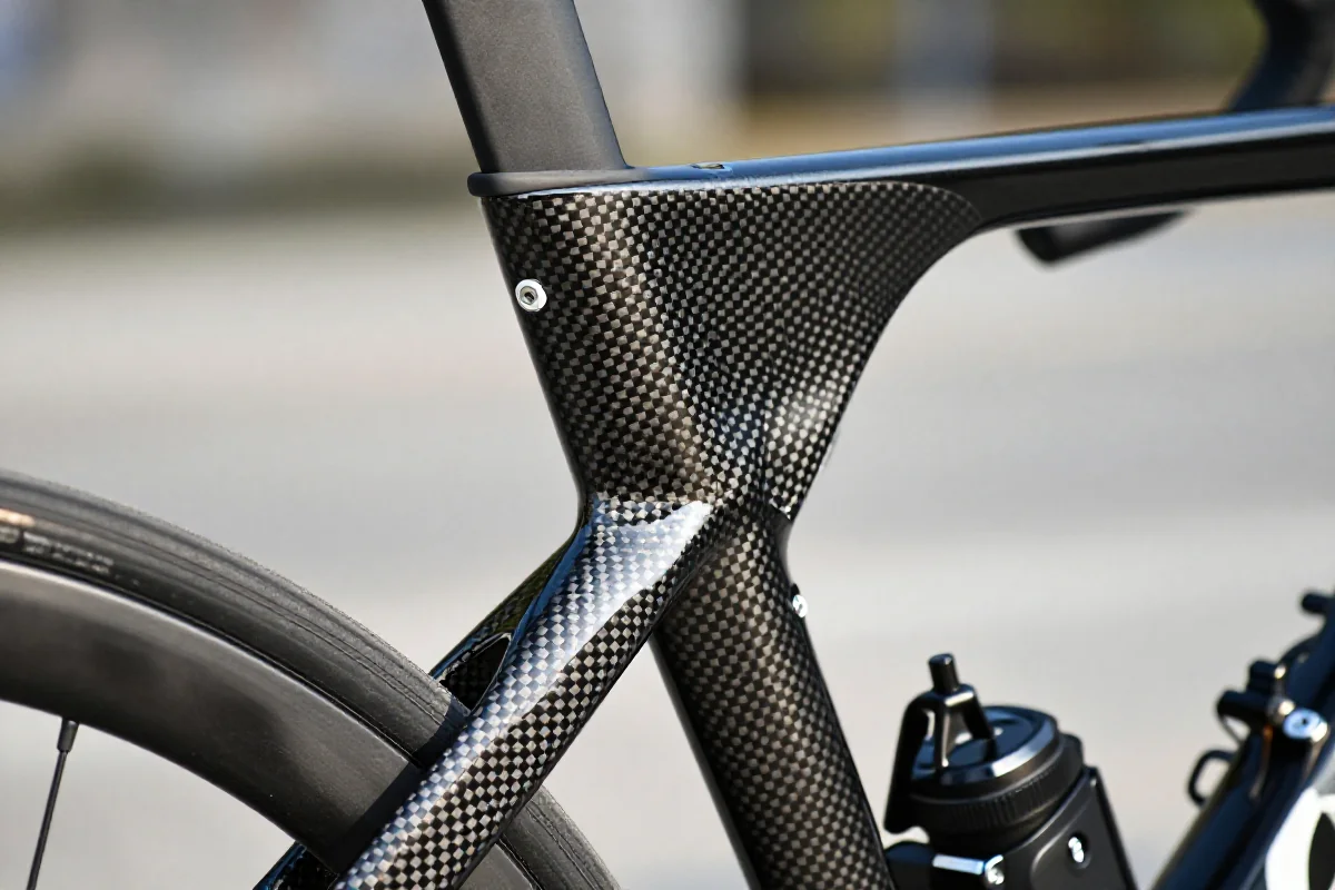 Skrzypienie sztycy karbonowej na nowoczesnym rowerze szosowym.