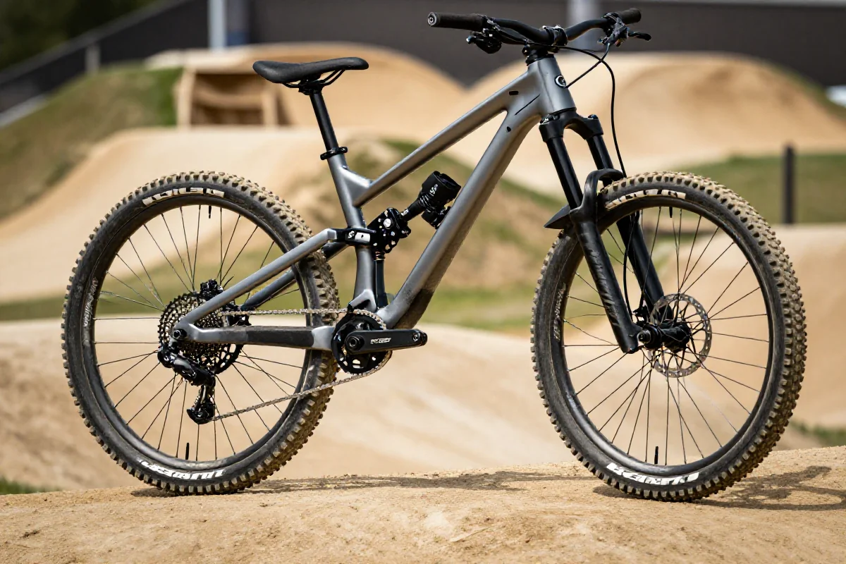 Rower slopestyle na torze dirt jump, idealny do freestyle MTB.