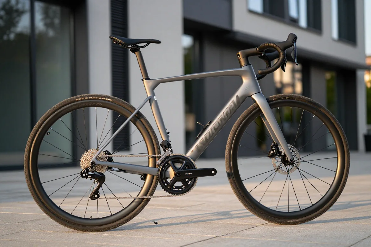 Szybki rower elektryczny typu speed pedelec w miejskim otoczeniu.