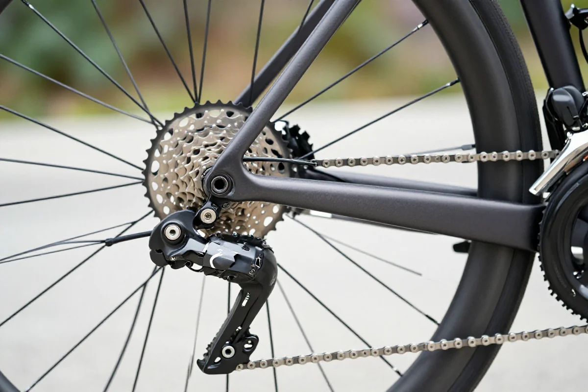 Skrzynka bezprzewodowa i kaseta 12-rzędowa na rowerze szosowym