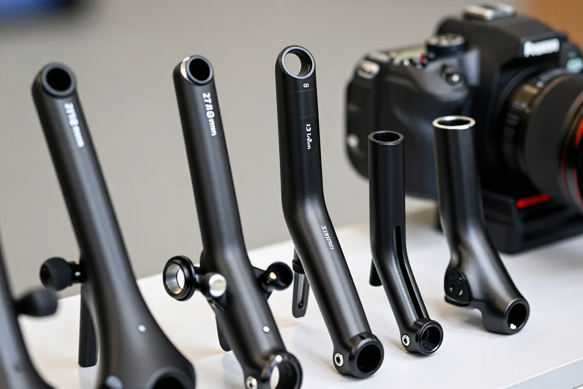 Różne średnice sztyc podsiodłowych do rowerów MTB, pokazujące ich szczegóły techniczne.