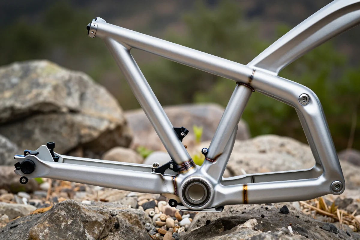 Porównanie stalowej i aluminiowej ramy roweru enduro w terenie