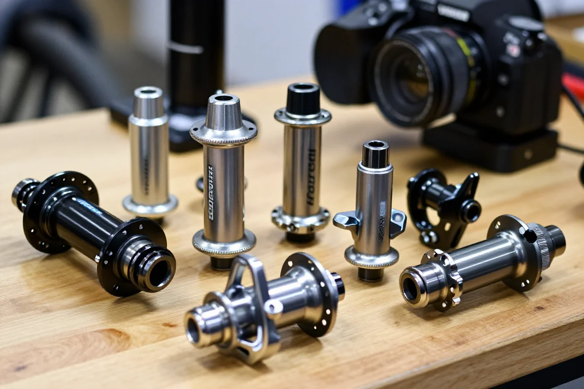 Różne standardy osi rowerowych: QR, thru-axle, BOOST, Super Boost.