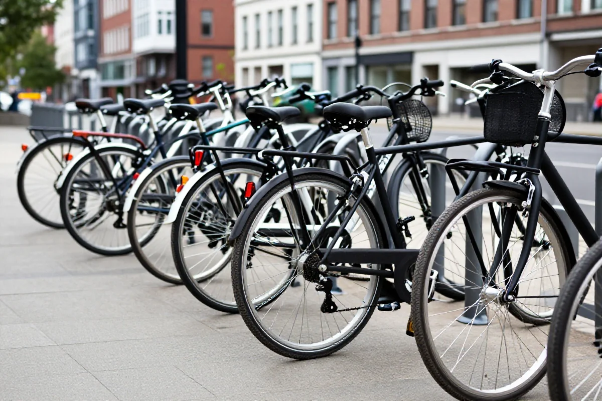 Zabezpieczone rowery miejskie w przestrzeni publicznej w Polsce.