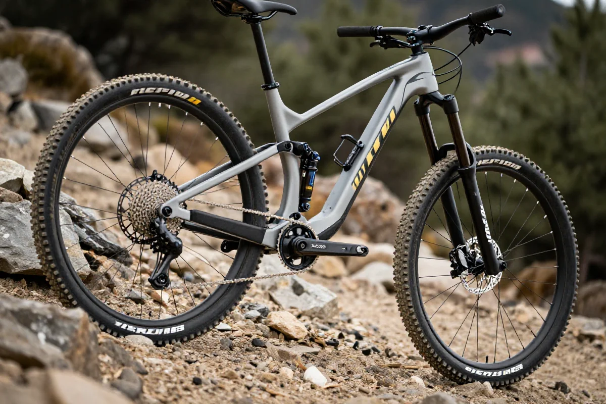 Nowoczesny rower górski na stromym podjeździe, idealny do ekstremalnych wzniesień.