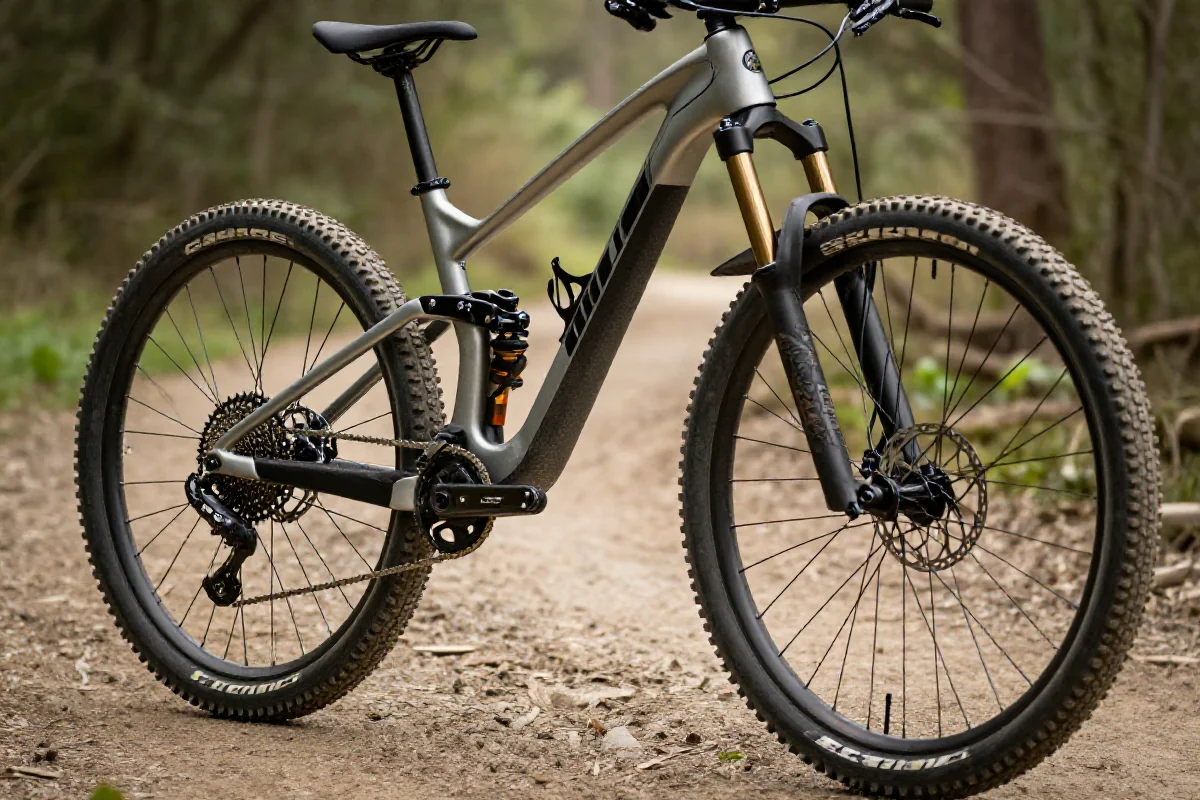 Rower górski na szlaku, idealny do treningu i praktyki jazdy.