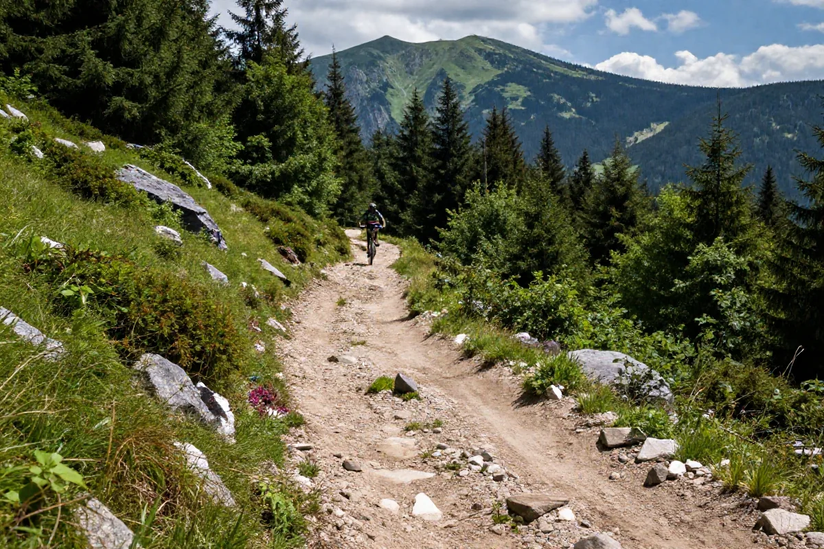 Widok na trasę rowerową w Kotlinie Kłodzkiej, idealną na MTB.