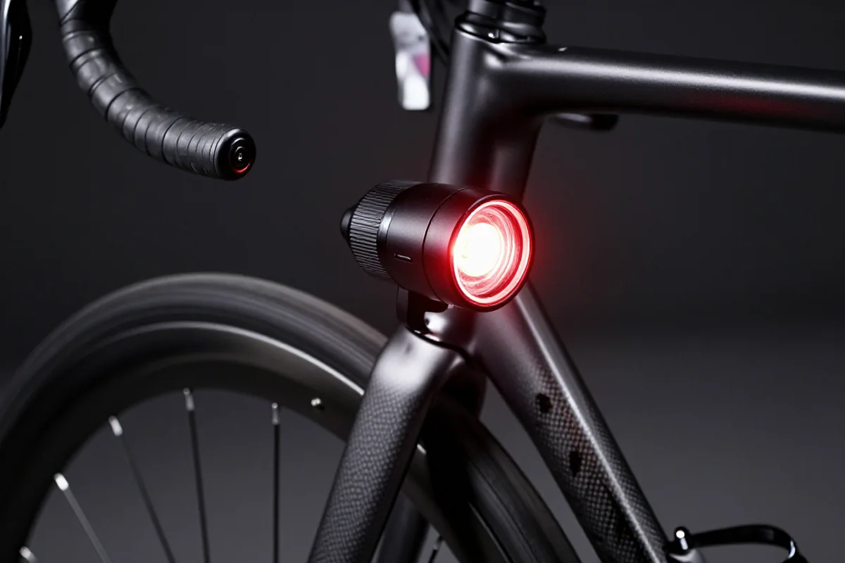 Nowoczesne oświetlenie tylne rowerowe na ramie roweru szosowego