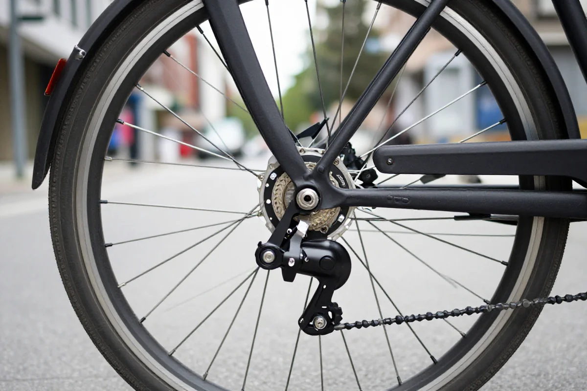 Silnik piastowy w kole roweru elektrycznego, kluczowy element e-bike.