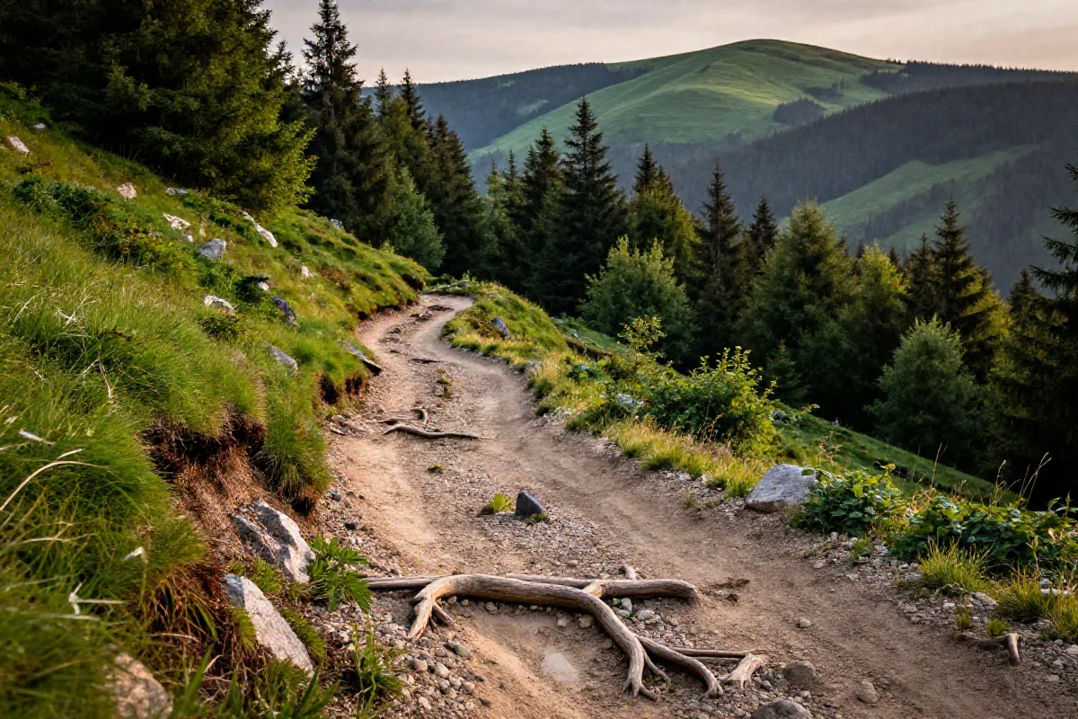 Szlak singletrack w Beskidzie Śląskim, idealny dla miłośników MTB.