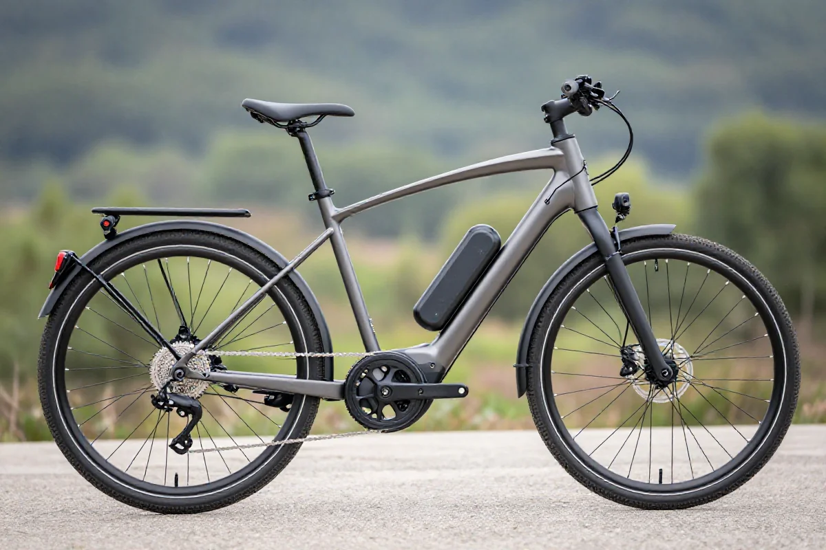 Elektryczny tandem rower z wzmocnioną ramą i szerokimi kołami.