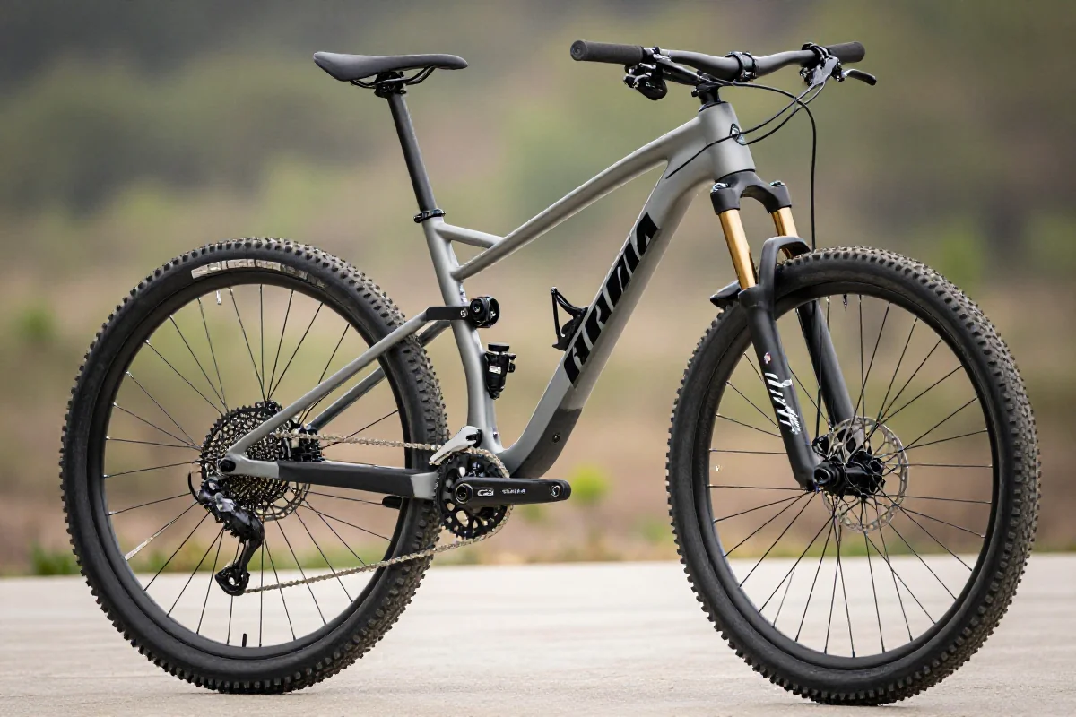 Rower górski z zaawansowanymi komponentami, idealny do ćwiczeń technicznych.