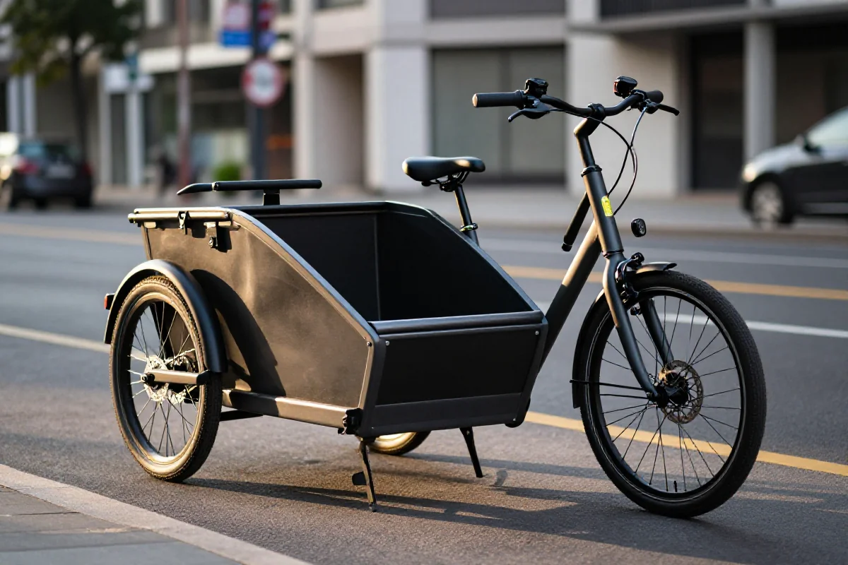 Rower cargo na miejskiej ulicy, idealny do transportu towarów.
