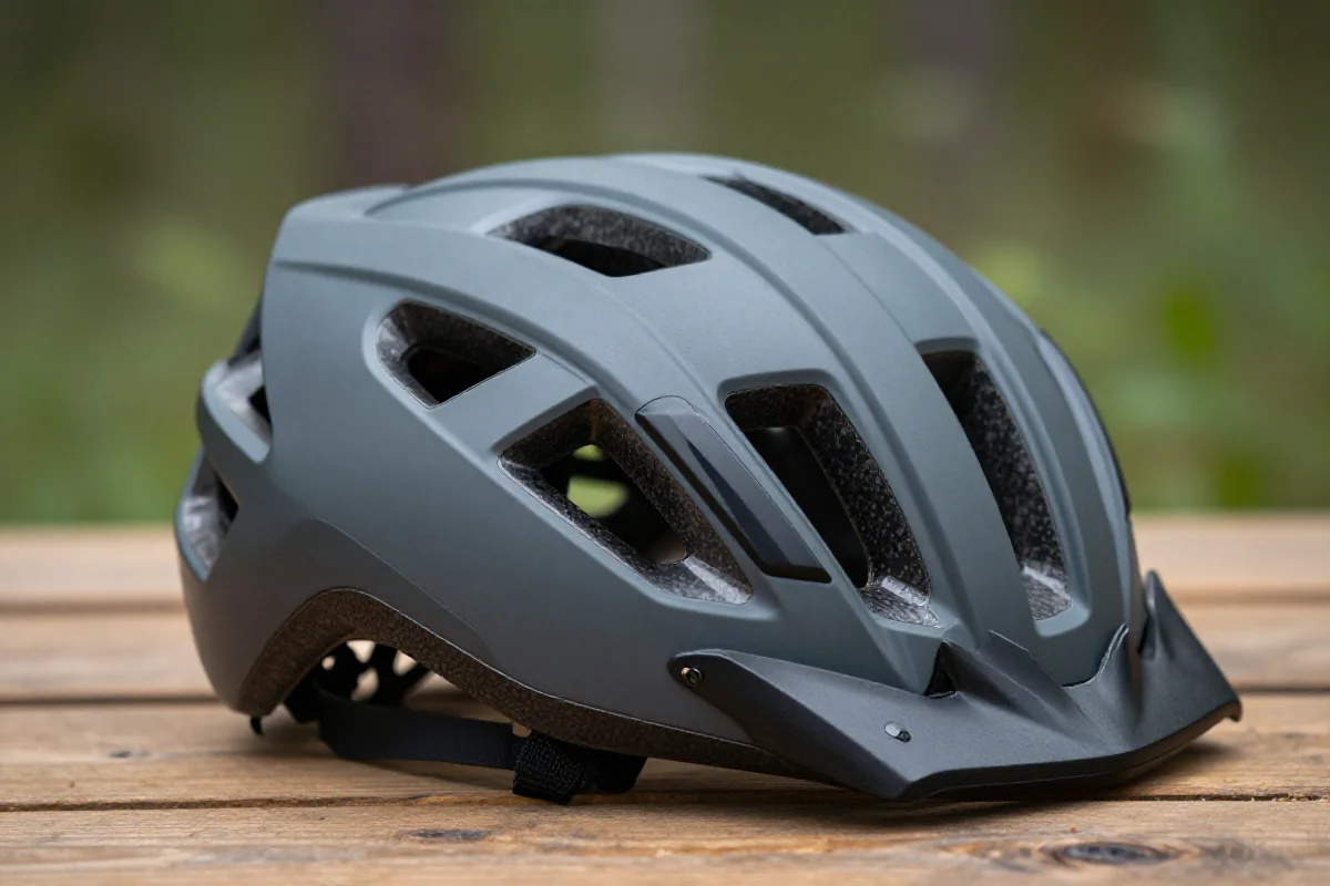 Nowoczesny kask rowerowy MTB z technologią MIPS, zbliżenie na detale.